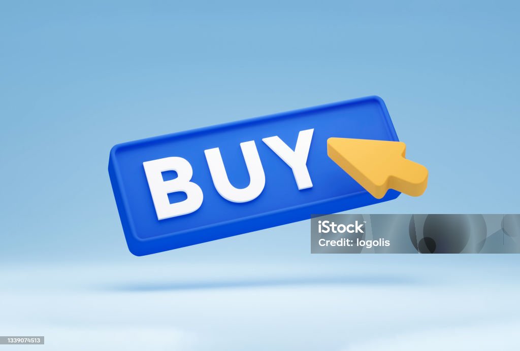 Click&buy Button 3d Buy Button With Mouse Click Symbol Isolated On Pastel Blue ...