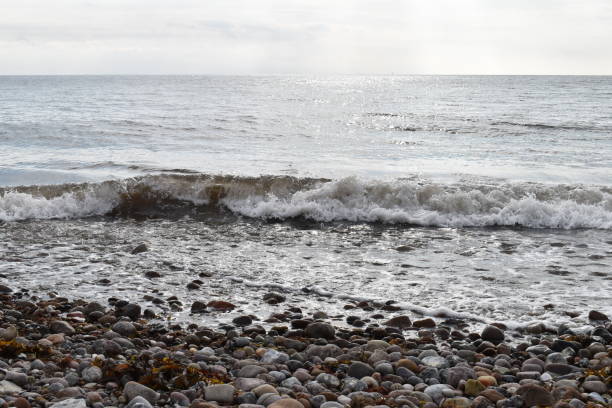 istock Rolling wave coming ashore from the shiny sea. 1339075024
