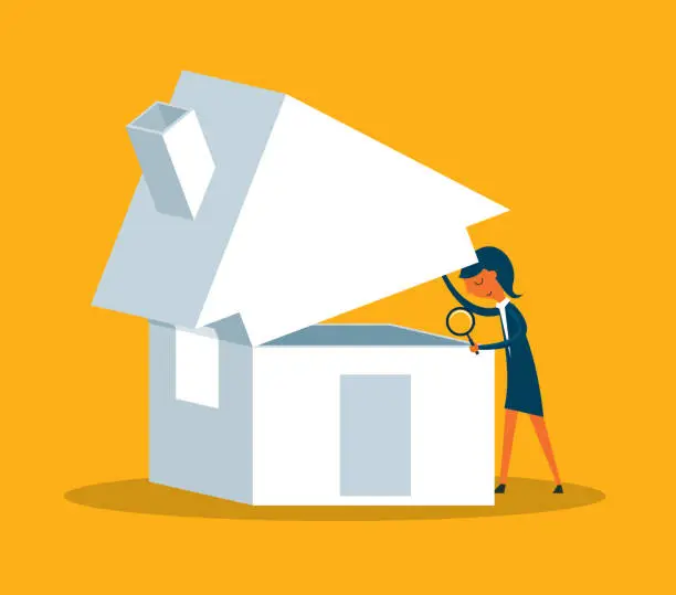 Vector illustration of Home Inspection - Businesswoman