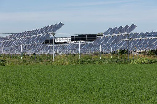 Agrivoltaics or agrophotovoltaics is co-developing the same area of land for both solar photovoltaic power as well as for agriculture.