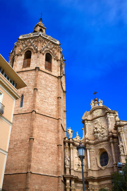 Valencia El Miguelete Micalet in Reina square and Cathedral church