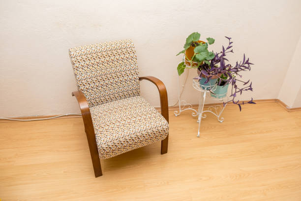3D rendering of a vintage reading corner interior