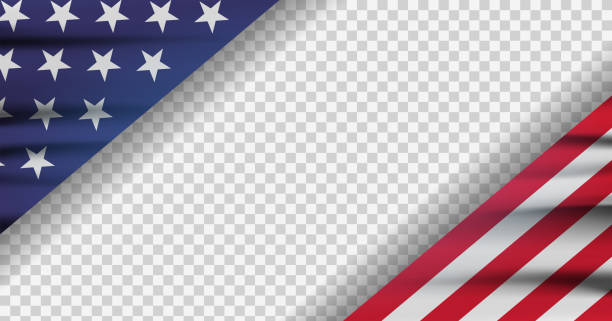Cropped american flag on transparent background. Modern illustration. vector art illustration