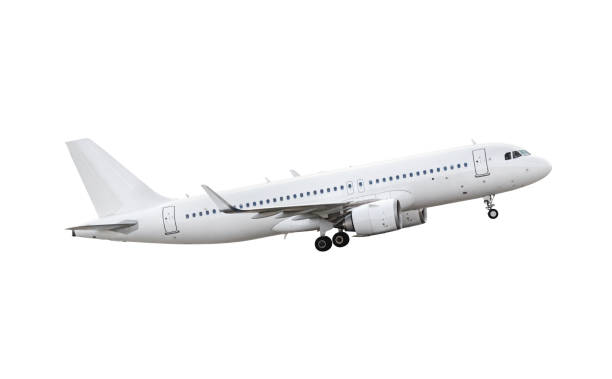 istock Modern passenger airliner during flight, isolated on white background 1339095217