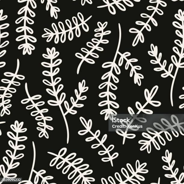 Outline Leaves Seamless Repeat Pattern Stock Illustration - Download ...