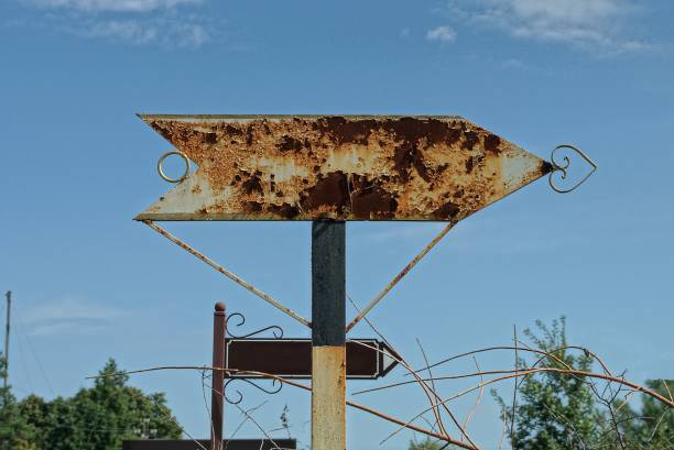 Old rusty steel sign with isolated background