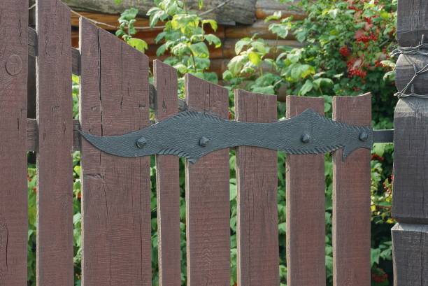 istock one iron black door hinge on brown wooden door 1339100904