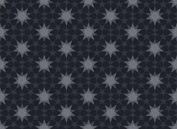 Vector illustration of Five-pointed Star Pattern Seamless Background Monotone