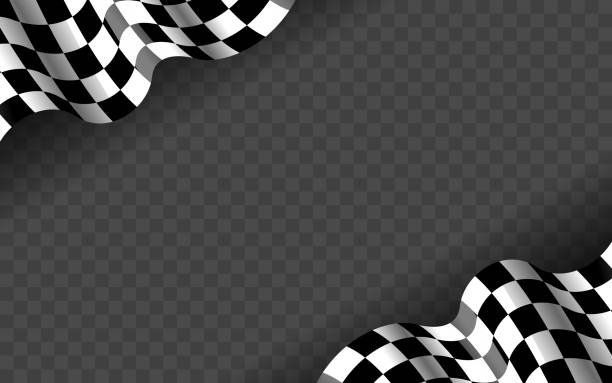 Banner with waving checkered flag along the edges on a transparent background. Vector illustration vector art illustration
