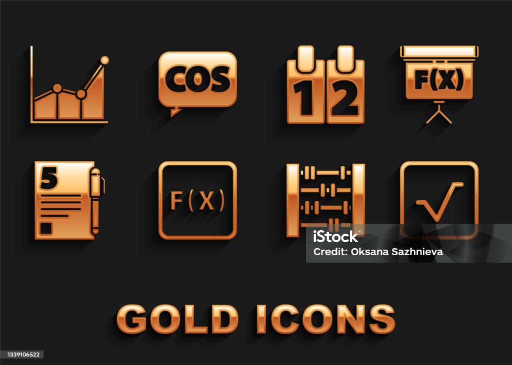 Set Points Math Icon Set Function Mathematical Symbol Chalkboard Square Root Abacus Test Or ...
