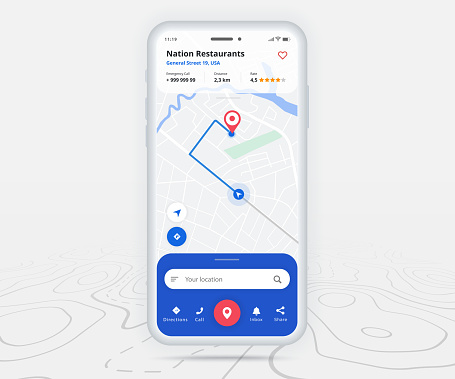 Navigational App Map Gps Navigation App Ux Ui Concept Mobile Map Application Smartphone ...