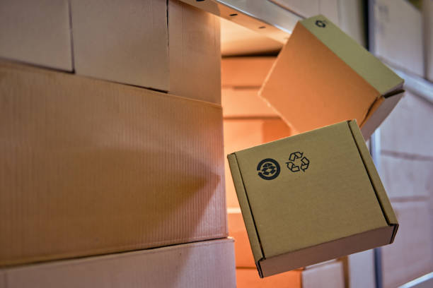 istock Falling and damage to packaging and goods in parcels in the warehouse. Problems with the safety of cargo during postal delivery 1339109456