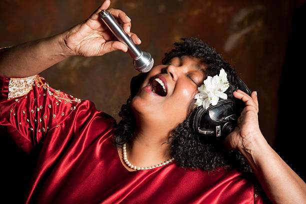 spiritual singer spiritual gospel singer singing a hymn black female gospel singers stock pictures, royalty-free photos & images