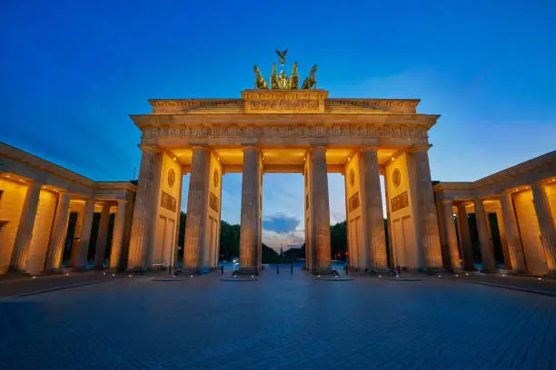 Berlin Brandenburg Gate Brandenburger Tor at sunset in Germany