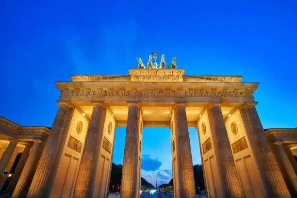 Berlin Brandenburg Gate Brandenburger Tor at sunset in Germany