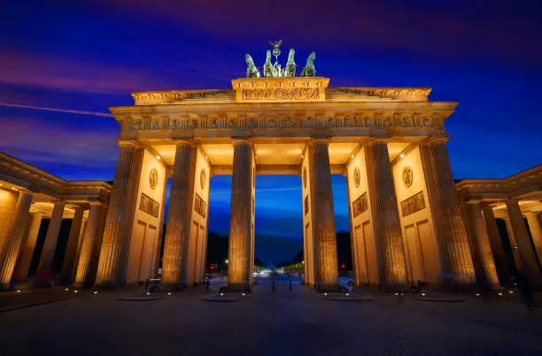 Berlin Brandenburg Gate Brandenburger Tor at sunset in Germany