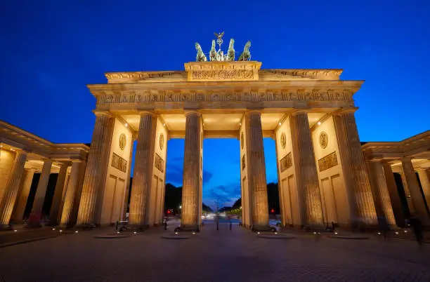 Berlin Brandenburg Gate Brandenburger Tor at sunset in Germany