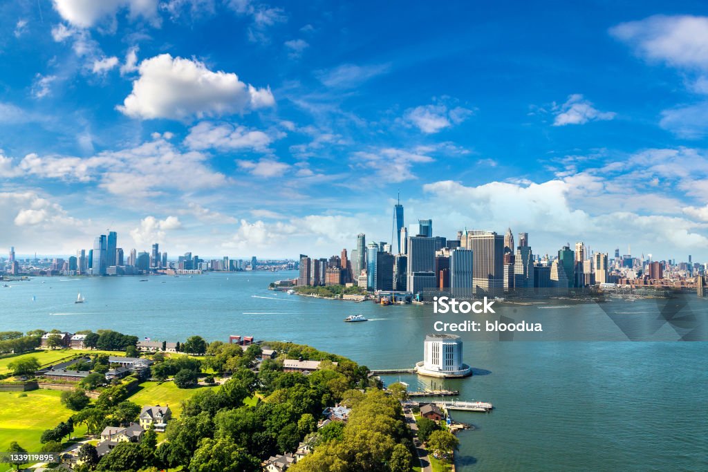 Aerial view of Manhattan in New York Panoramic aerial view of Manhattan in New York City, NY, USA New York City Stock Photo