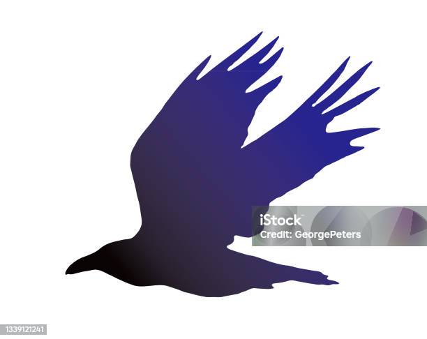 Raven In Flight Icon One Raven Flying Stock Illustration - Download Image Now - Animal Body ...