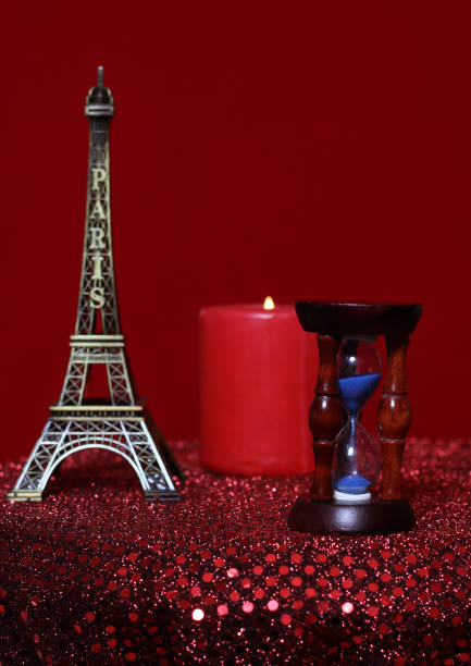 istock Pearls With Red Rose and Eiffel Tower on Red Velvet 1339123163