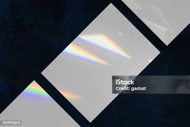 3 Empty Rectangle Three Empty Horizontal Rectangle Poster Mockup On Dark Blue Background ...