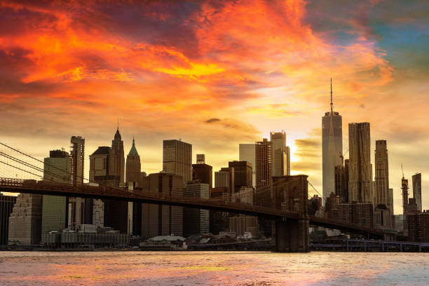 istock Brooklyn Bridge and Manhattan at sunset 1339124782
