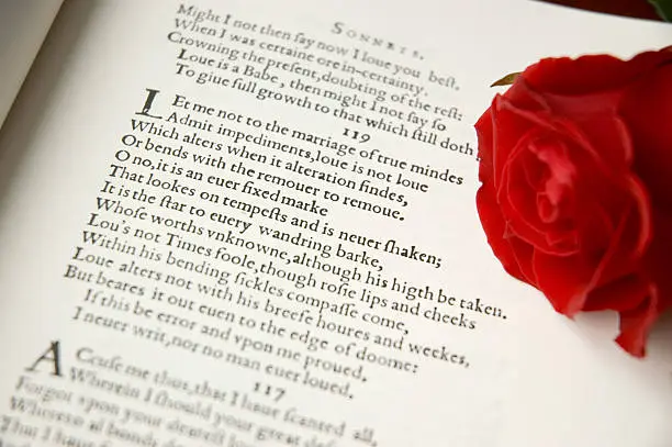 A Shakespeare love sonnet as it was originally printed. Sonnet 119 is actually 116, but the original print had a typo.
