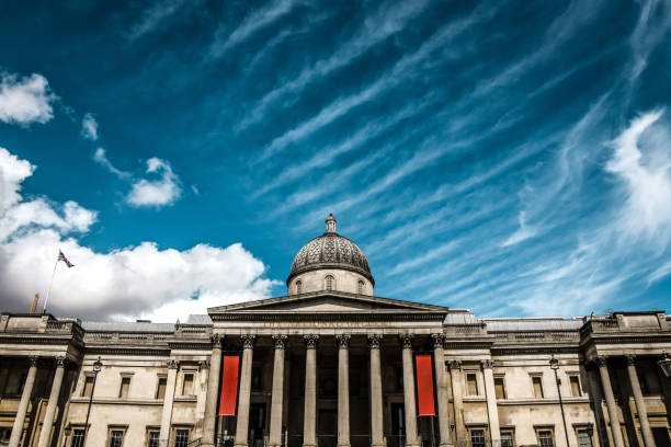 London Tourist Landmarks National Gallery Trafalgar Square\nPolaroid style Image Travel