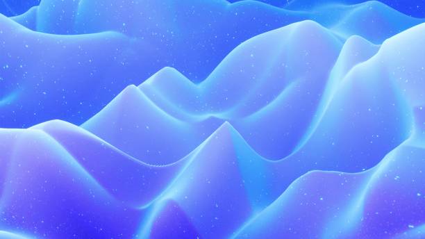 istock Beautiful abstract 3D surface with glitter sparkles, abstract 3d waves on surface. Blue gradient, soft matte material with light inner glow. 3d render 1339138167