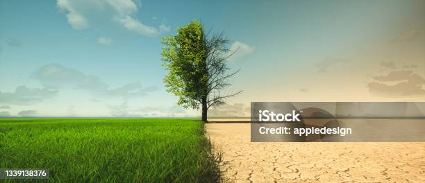 Climate Change From Drought To Green Growth Stock Photo - Download Image Now - Climate Change, Change, Climate