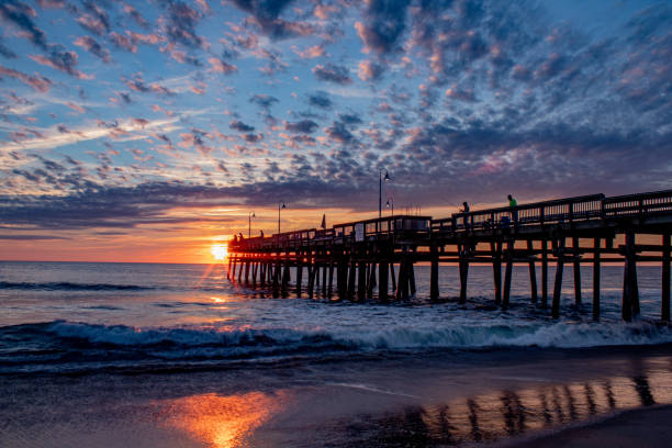istock Sunrise at the Sandbridge pier 1339138506