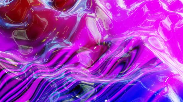 istock Liquid pattern like waves. 3D stylish abstract multicolor bg of wavy surface like brilliant liquid marble with beautiful gradient colors. Trendy colorful fluid. 3d render 1339140212