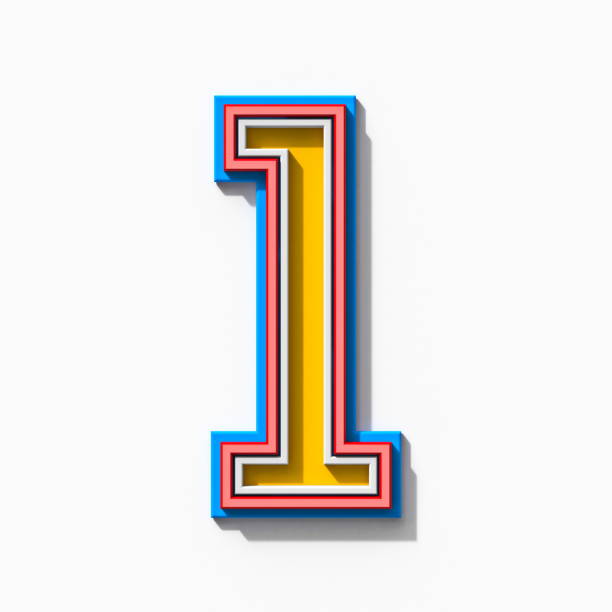 istock Slab serif colorful outlined font with shadows Number 1 ONE 3D 1339147523