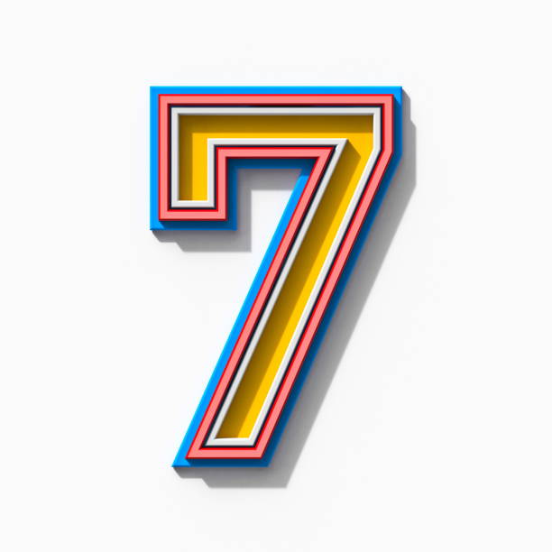 istock Slab serif colorful outlined font with shadows Number 7 SEVEN 3D 1339147551