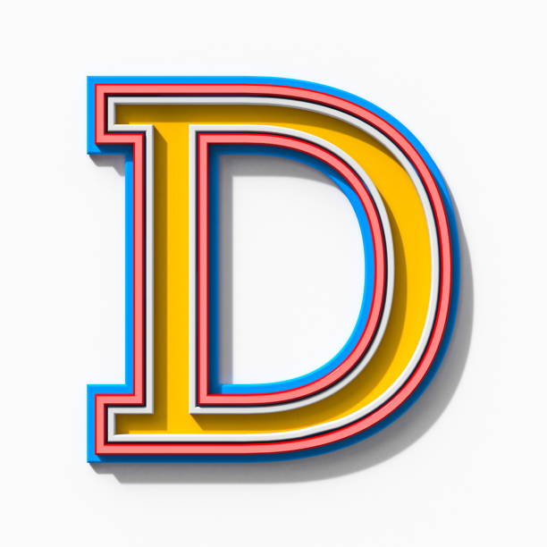 istock Slab serif colorful outlined font with shadows Letter D 3D 1339147569
