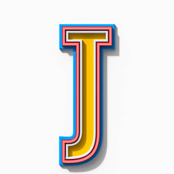istock Slab serif colorful outlined font with shadows Letter J 3D 1339147582