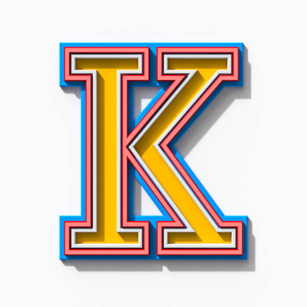 istock Slab serif colorful outlined font with shadows Letter K 3D 1339147583