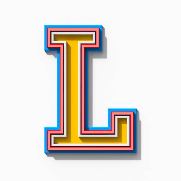 istock Slab serif colorful outlined font with shadows Letter L 3D 1339147592