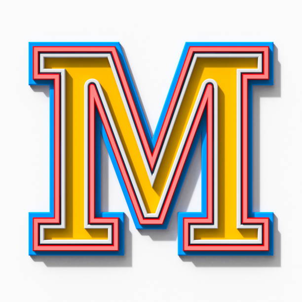 istock Slab serif colorful outlined font with shadows Letter M 3D 1339147594