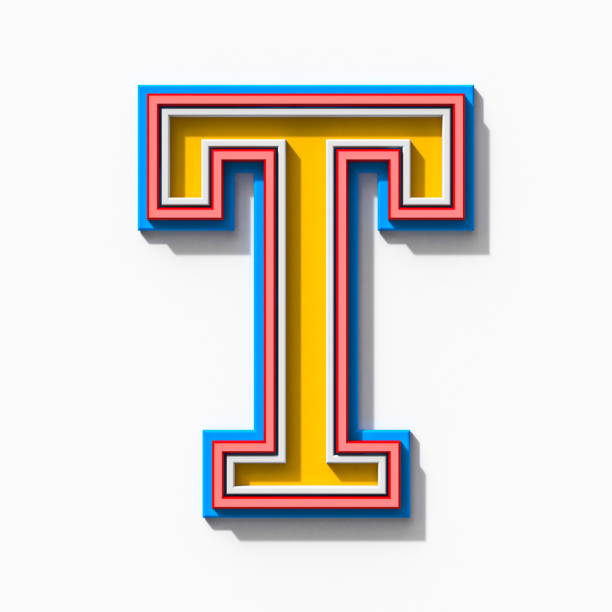 istock Slab serif colorful outlined font with shadows Letter T 3D 1339147616