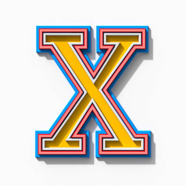 istock Slab serif colorful outlined font with shadows Letter X 3D 1339147643