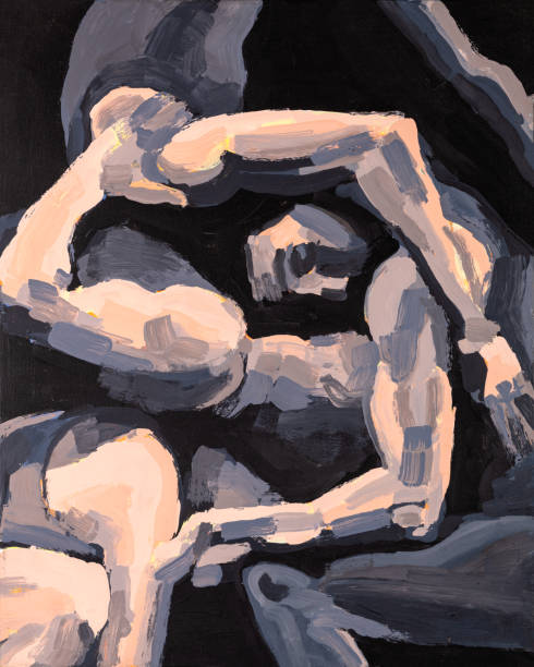 bildbanksillustrationer, clip art samt tecknat material och ikoner med men performance dance pose painting - oljemålning illustrationer