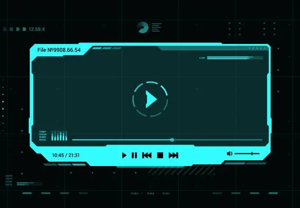 Vector illustration of HUD video player futuristic screen frame interface