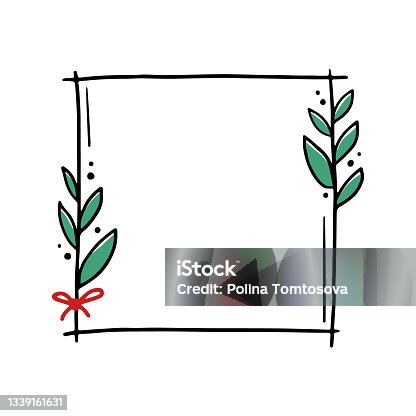 istock Chrirtmas floral frame with rectangle shape. 1339161631