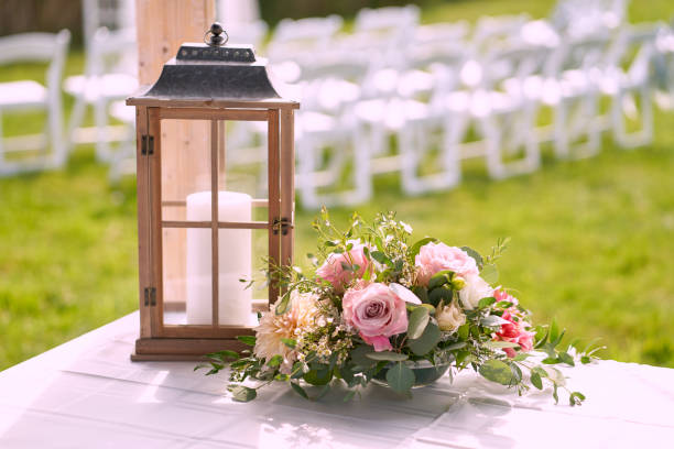 istock Lantern with flowers at wedding 1339162294