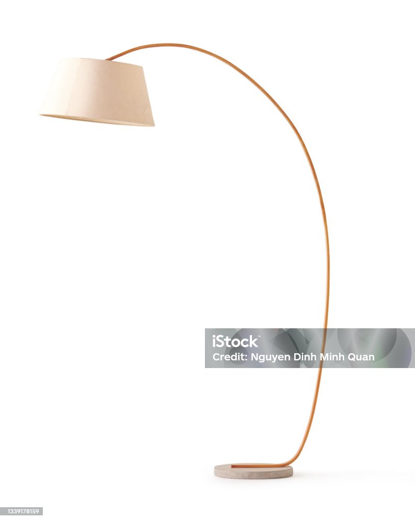 Floor lamp Decorative Floor Lamp Original Sample Model with Chrome bell-style Shade For Loft, Living Room, Bedroom, Study Room and Office Electric Lamp Stock Photo