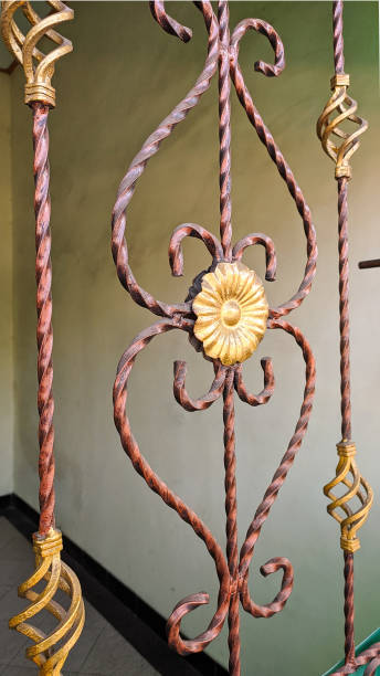istock Iron fence with flower-shaped decoration 1339180495