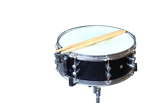 istock snare with drumstick on white background 1339183173