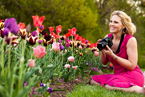 istock Woman Photographing Tulips 133918836