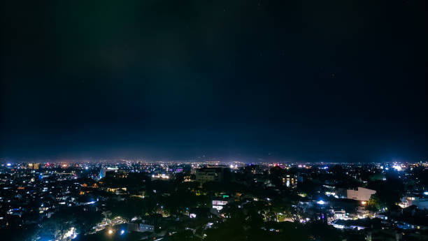 istock Amazing cityscape at night with blue sky 1339192498